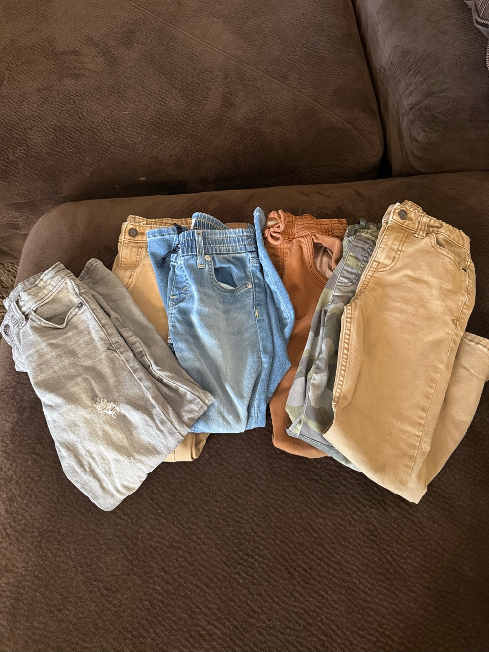 Cat & Jack Kids Pants Variety Pack - Gray, Light Blue, Tan, Rust, Camo
